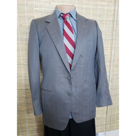 REVANCHE 38S MEN'S SPORT COAT FREY PR COLLECTION GRAY PINSTRIPE VIRGIN WOOL B381 - Picture 1 of 9